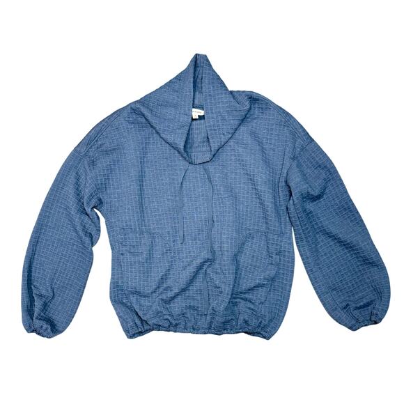 Max Studio Women's Cowl Neck Long Sleeve Waffle Knit Pullover Blue - Picture 1 of 6